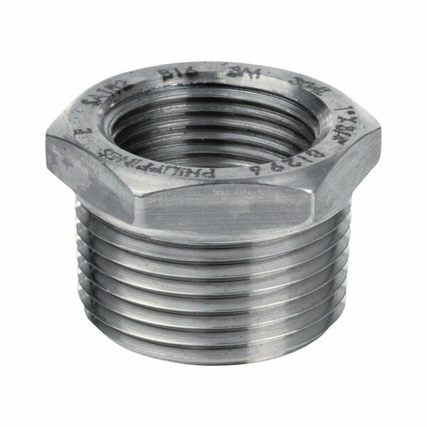 Tool Time 1.5 in. MPT x 1 in. Dia. FPT Stainless Steel Hex Bushing TO2739410